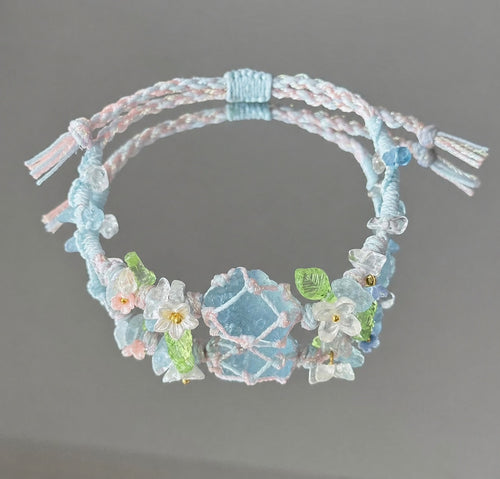 Aquamarin-Makramee-Armband in Pastelltönen – Ansicht 1