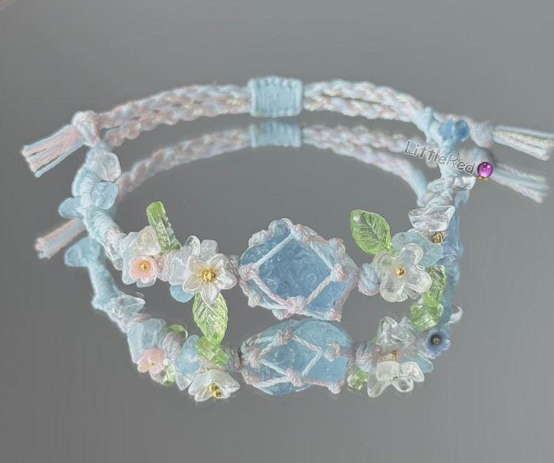 Aquamarin-Makramee-Armband in Pastelltönen – Ansicht 2