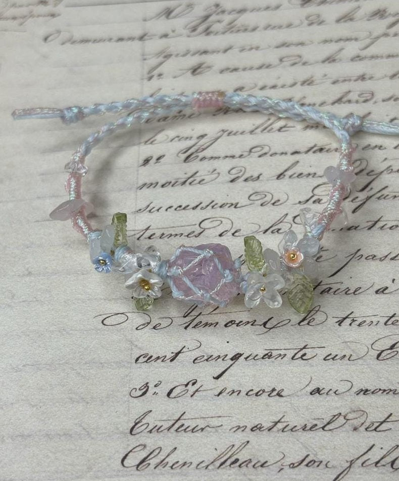 Rosa Opal-Makramee-Armband mit Blüten – Ansicht 4