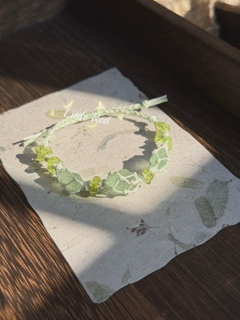 Fluorit-Makramee-Armband mit Peridot – Ansicht 2