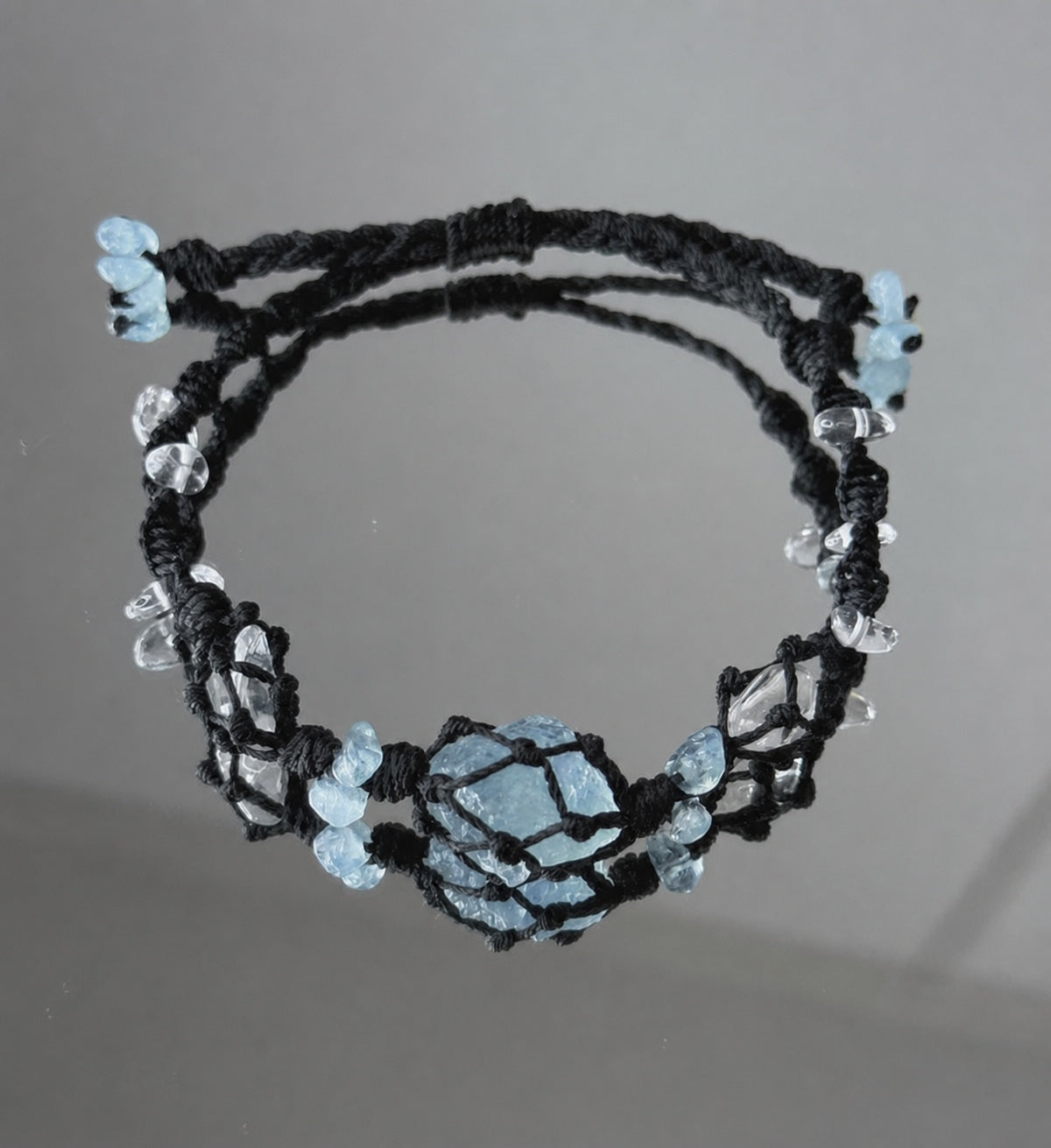 Rohes Aquamarin-Makramee-Armband – Ansicht 1