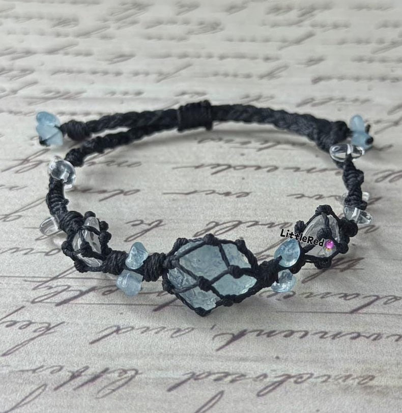 Rohes Aquamarin-Makramee-Armband – Ansicht 3
