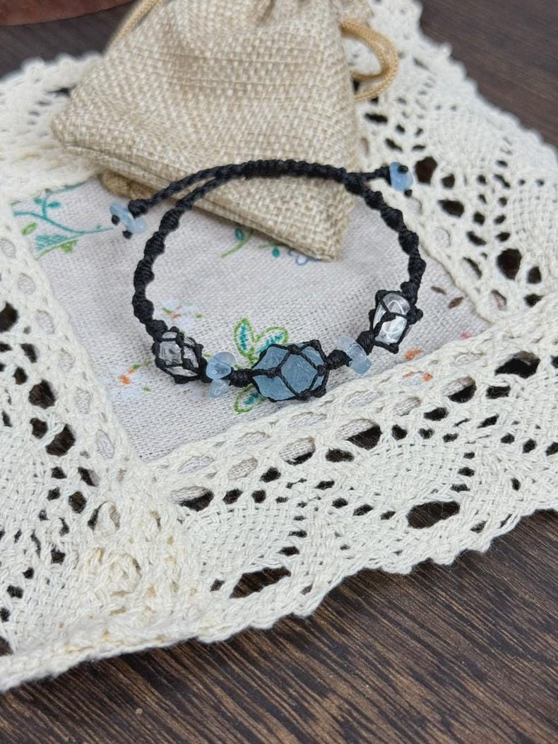Rohes Aquamarin-Makramee-Armband – Ansicht 4
