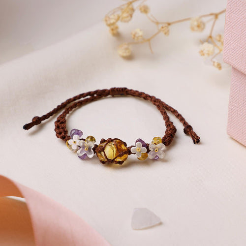 Citrin- und Bergkristall-Armband im Makramee-Stil – Ansicht 2