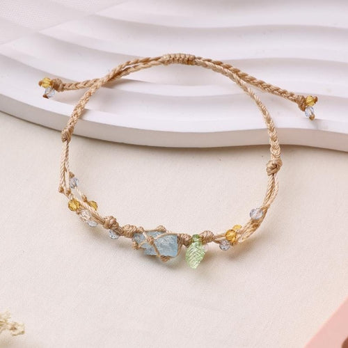 Aquamarin- und Spinell-Makramee-Armband – Ansicht 1