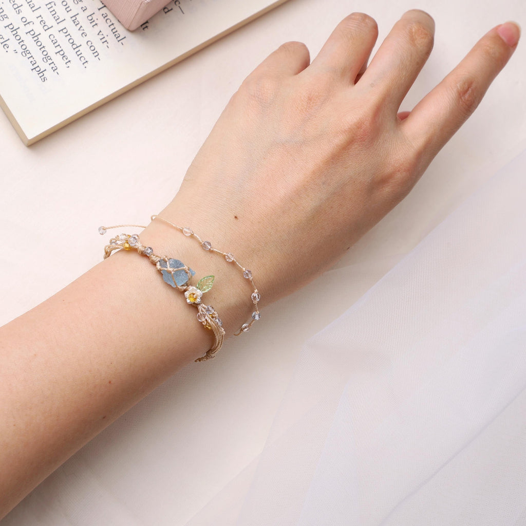 Aquamarin- und Spinell-Makramee-Armband – Ansicht 2