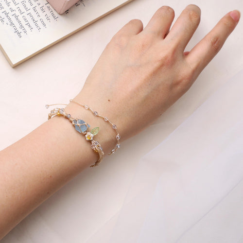 Aquamarin- und Spinell-Makramee-Armband – Ansicht 2