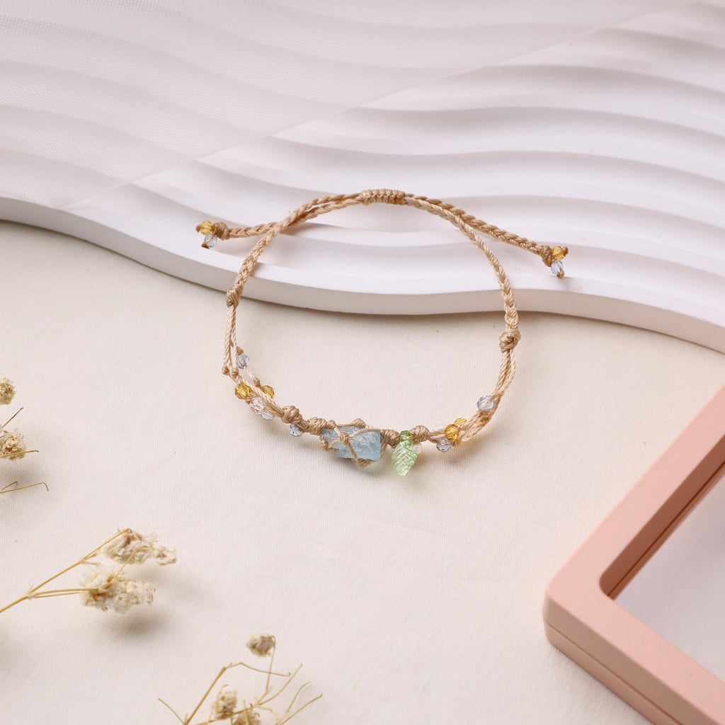 Aquamarin- und Spinell-Makramee-Armband – Ansicht 4