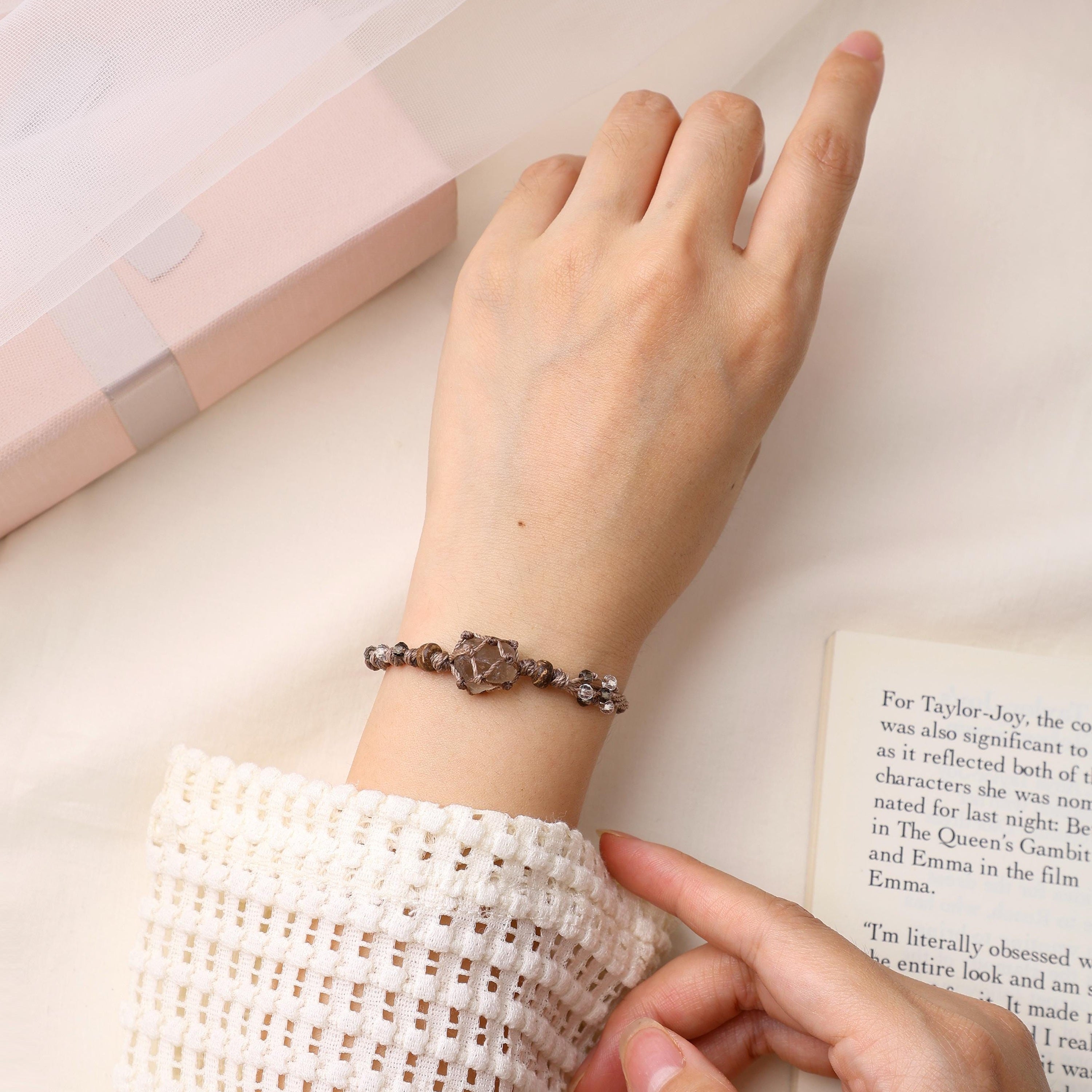 Rauchquarz-Makramee-Armband – Ansicht 2